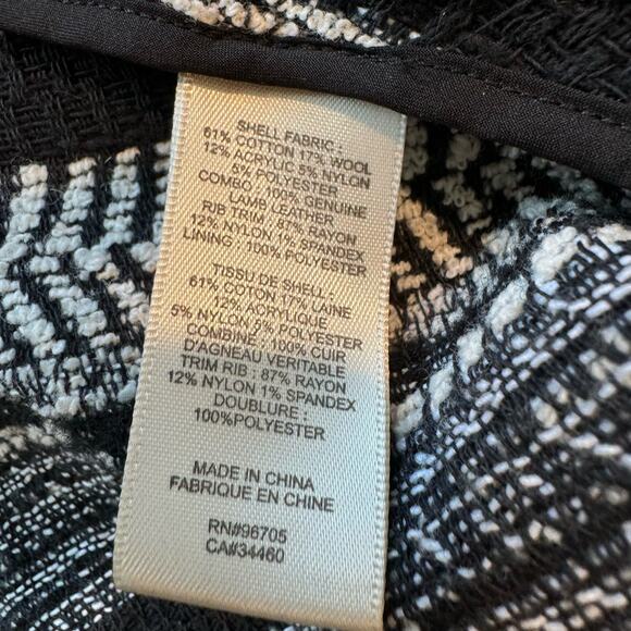 Rebecca Taylor Tweed Preppy Peplum Black White Wool & Lamb Leather Jacket 4 $495 - Picture 7 of 7